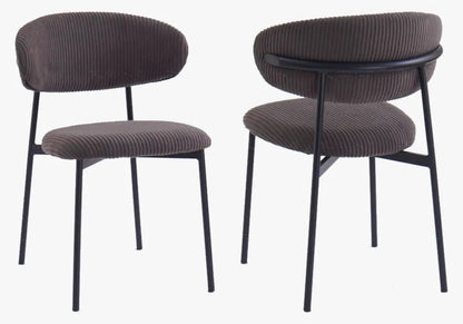 Lot de 4 chaises velours côtelé gris pieds noirs | Vexta