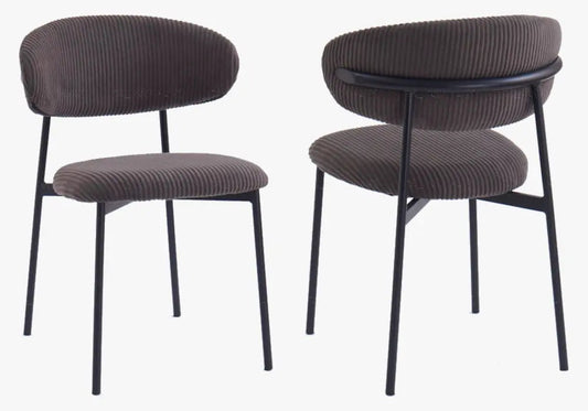 Lot de 4 chaises velours côtelé gris pieds noirs | Vexta