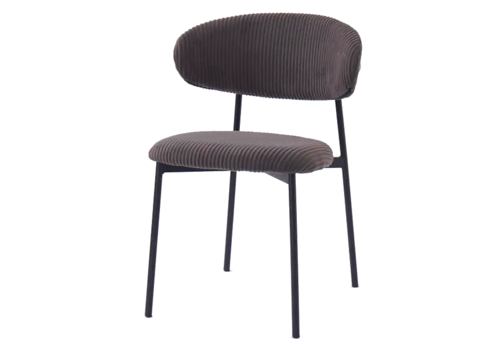 Lot de 4 chaises velours côtelé gris pieds noirs | Vexta
