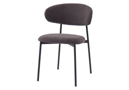 Lot de 4 chaises velours côtelé gris pieds noirs | Vexta