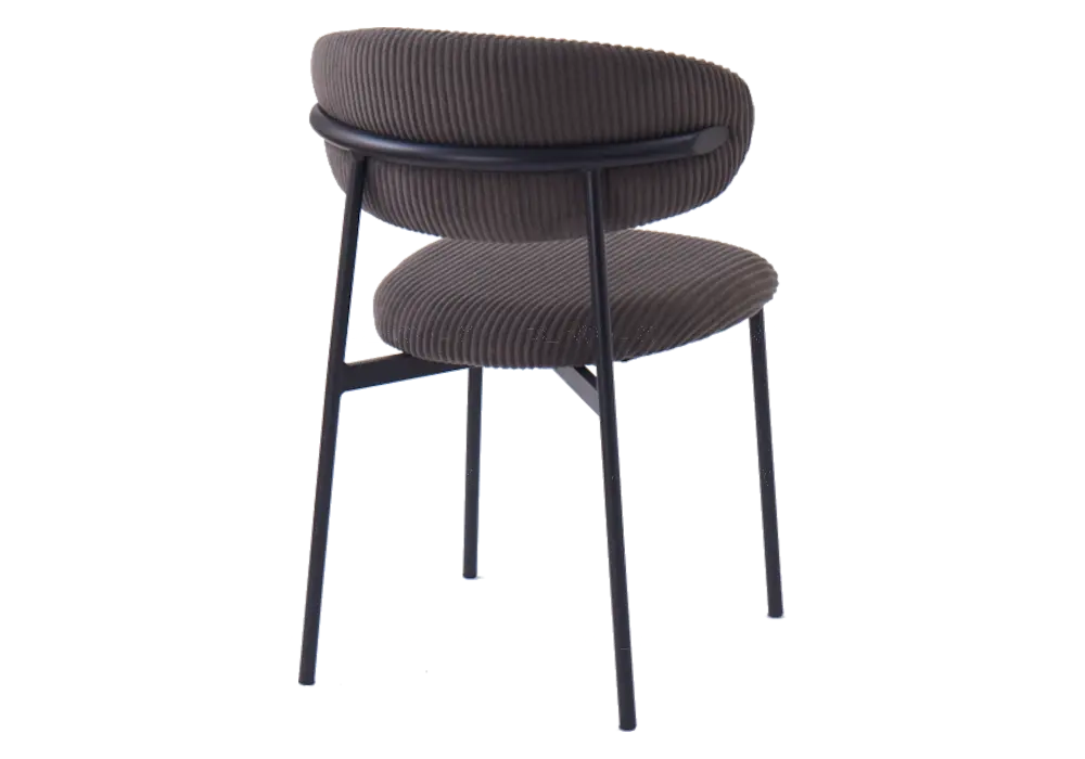 Lot de 4 chaises velours côtelé gris pieds noirs | Vexta