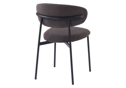 Lot de 4 chaises velours côtelé gris pieds noirs | Vexta