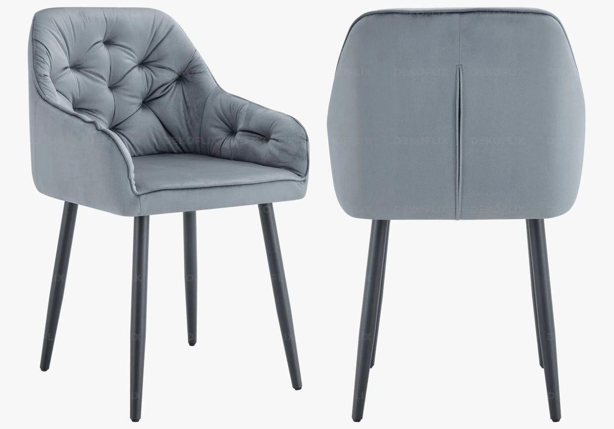 Lot de 2 fauteuils capitonnés en gris | Vexa