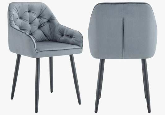 Lot de 2 fauteuils capitonnés en gris | Vexa