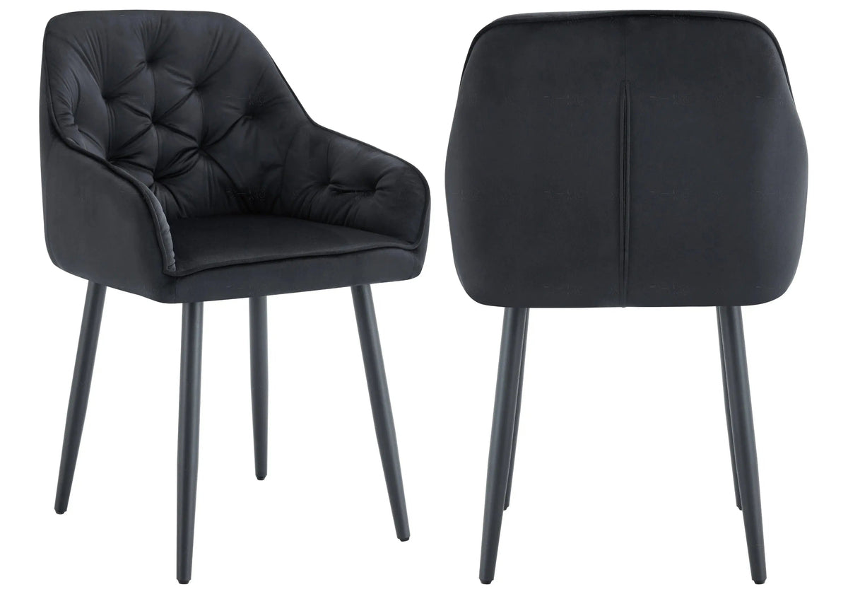 Lot de 2 fauteuils capitonnés en noir | Vexa