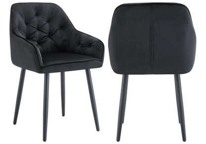 Lot de 2 fauteuils capitonnés en noir | Vexa