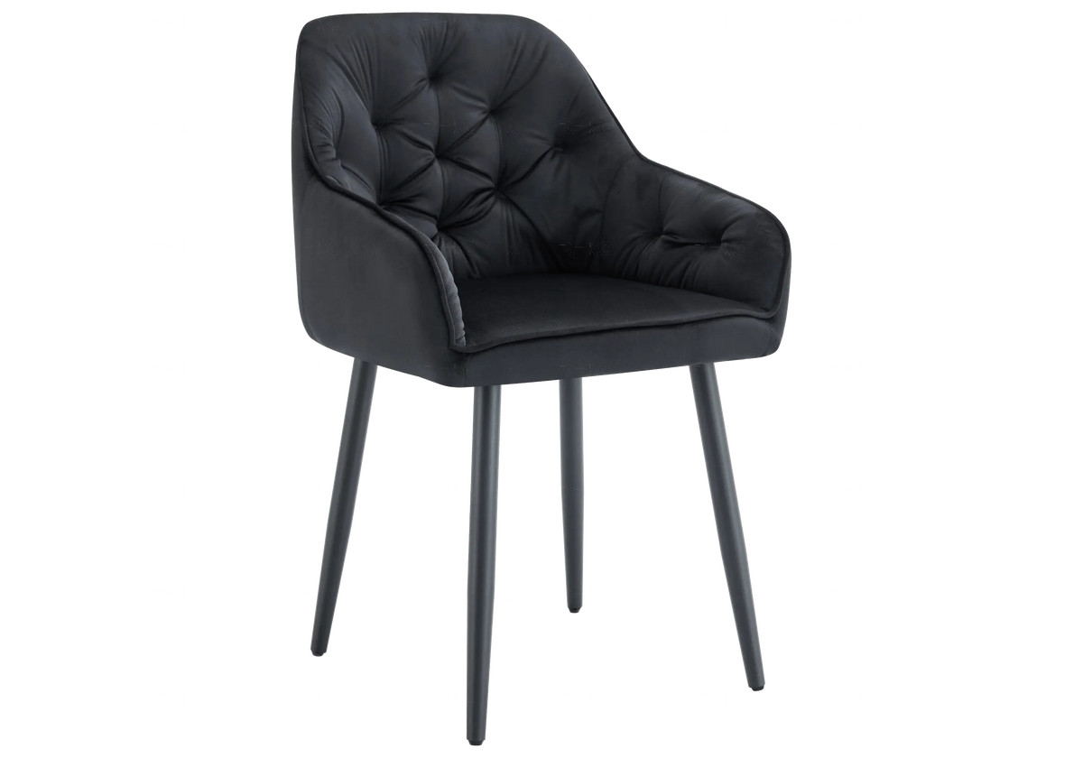Lot de 2 fauteuils capitonnés en noir | Vexa