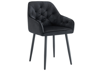 Lot de 2 fauteuils capitonnés en noir | Vexa