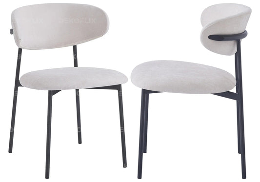 Lot de 4 chaises en gris et pieds noirs | Vexta