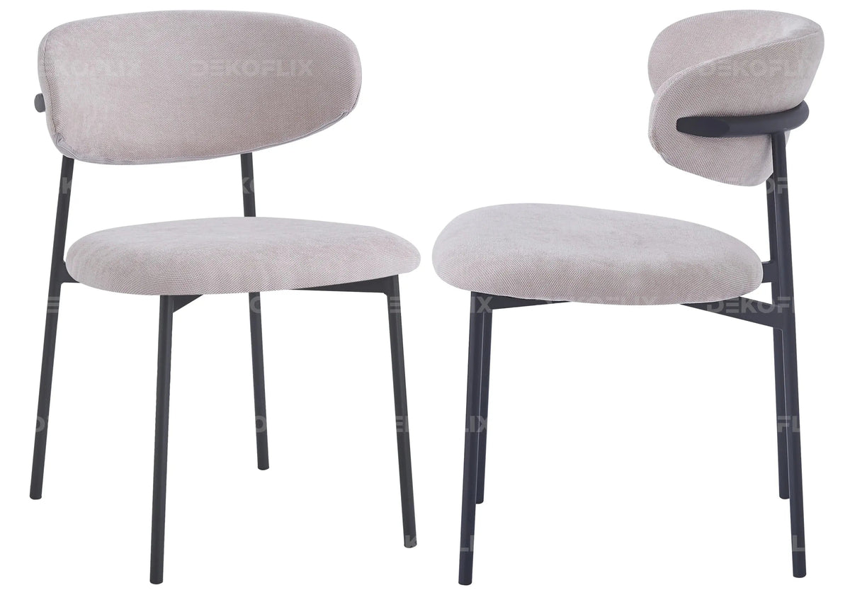 Lot de 4 chaises de table taupe pieds noirs | Vexta