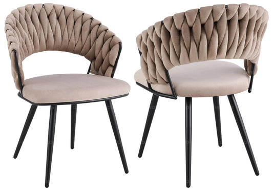 Lot de 2 chaises en taupe pieds noirs | Vexis