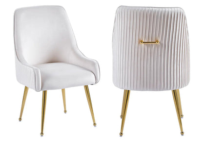 Lot de 2 fauteuils de table beige et doré | Kaelo