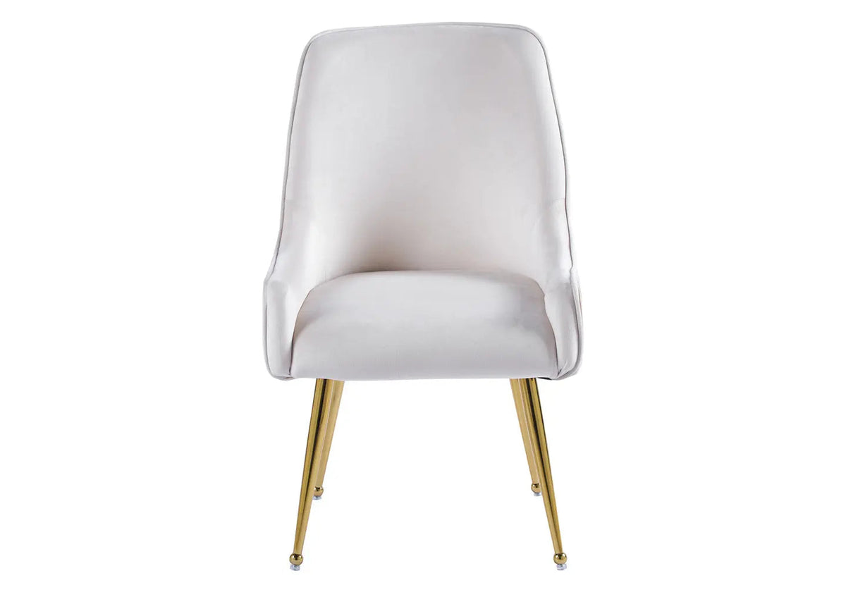 Lot de 2 fauteuils de table beige et doré | Kaelo