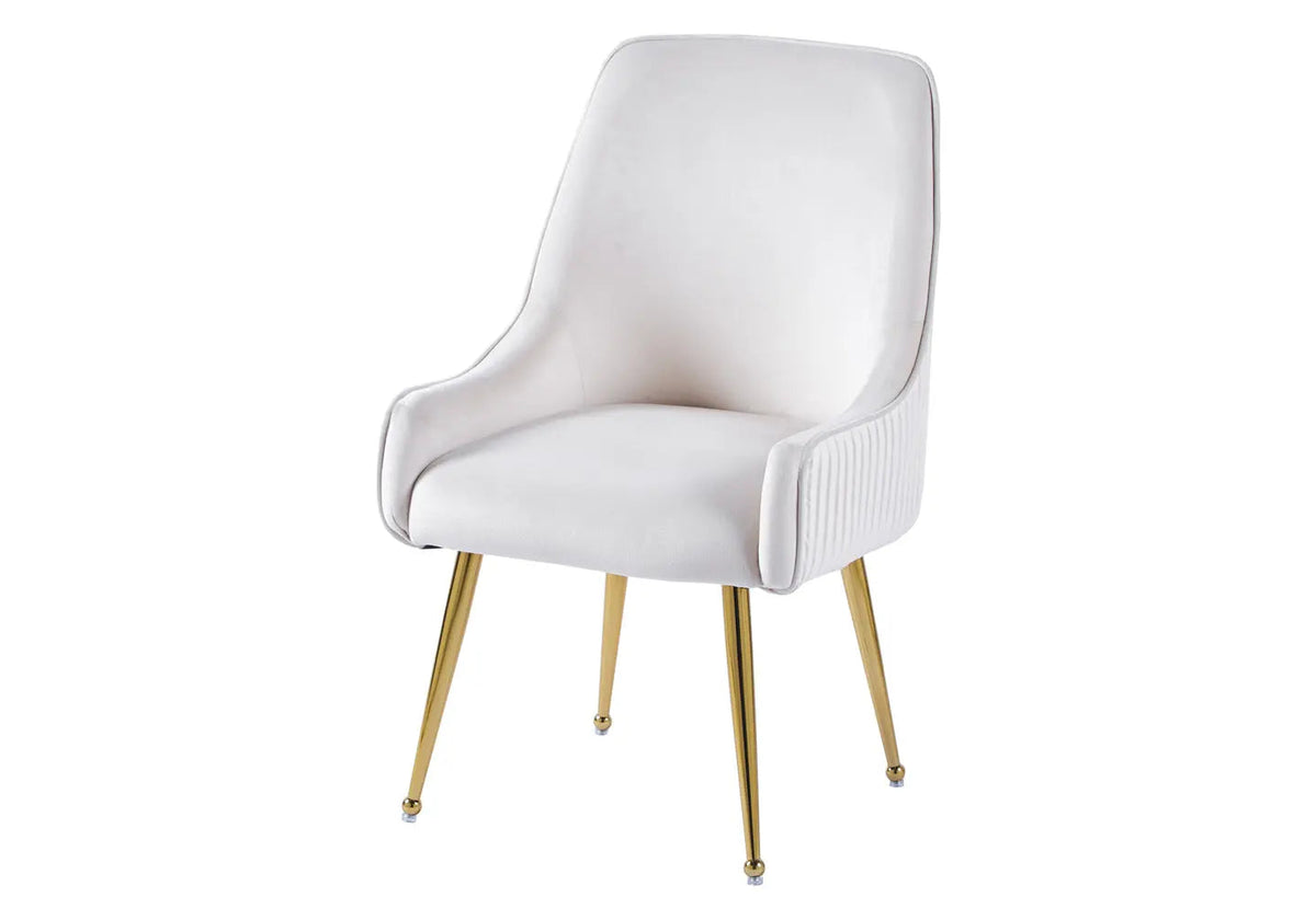 Lot de 2 fauteuils de table beige et doré | Kaelo