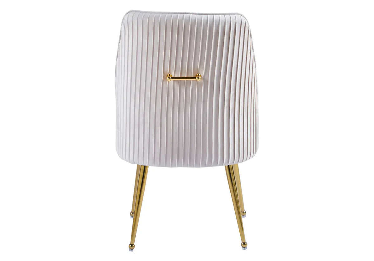 Lot de 2 fauteuils de table beige et doré | Kaelo