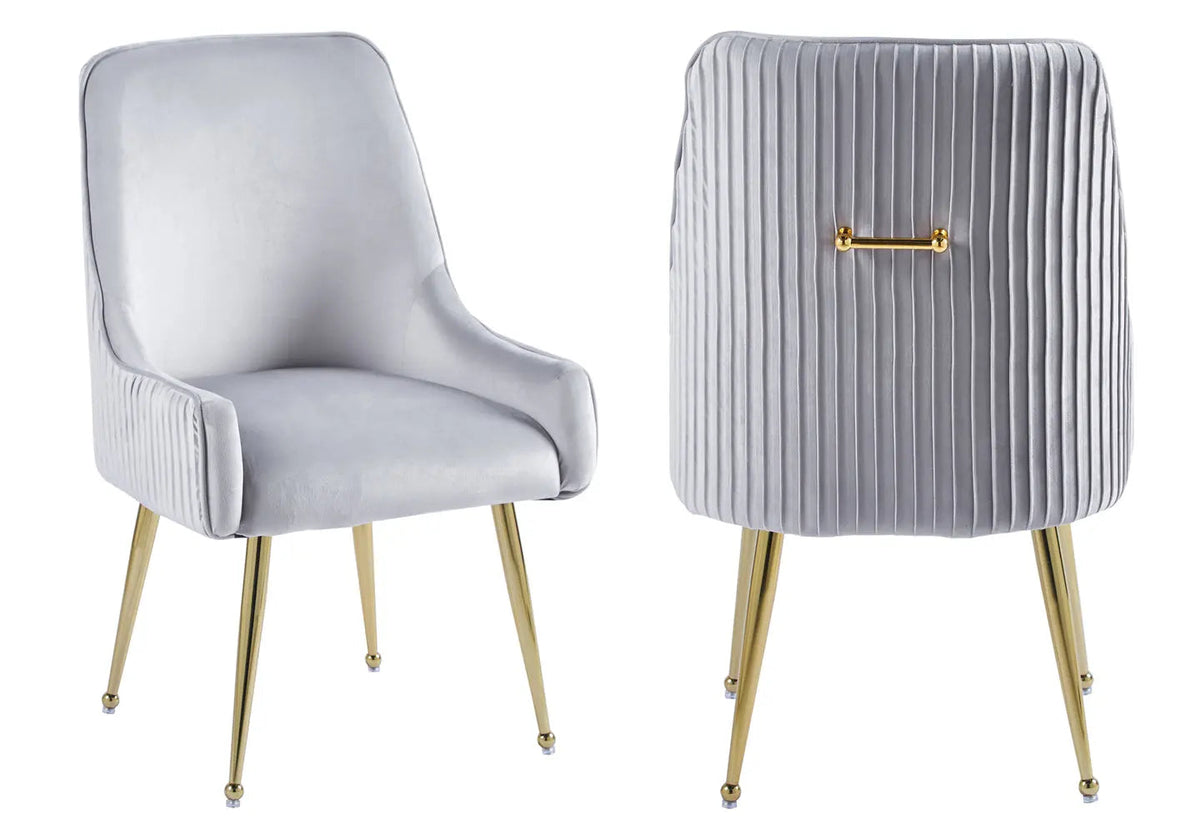 Lot de 2 fauteuils de table gris et doré | Kaelo