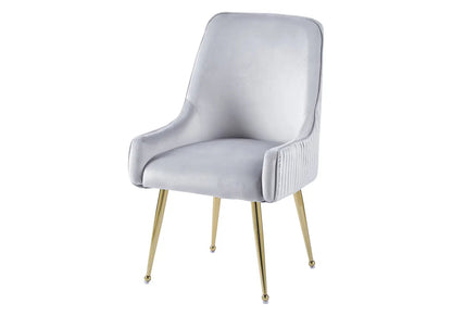 Lot de 2 fauteuils de table gris et doré | Kaelo
