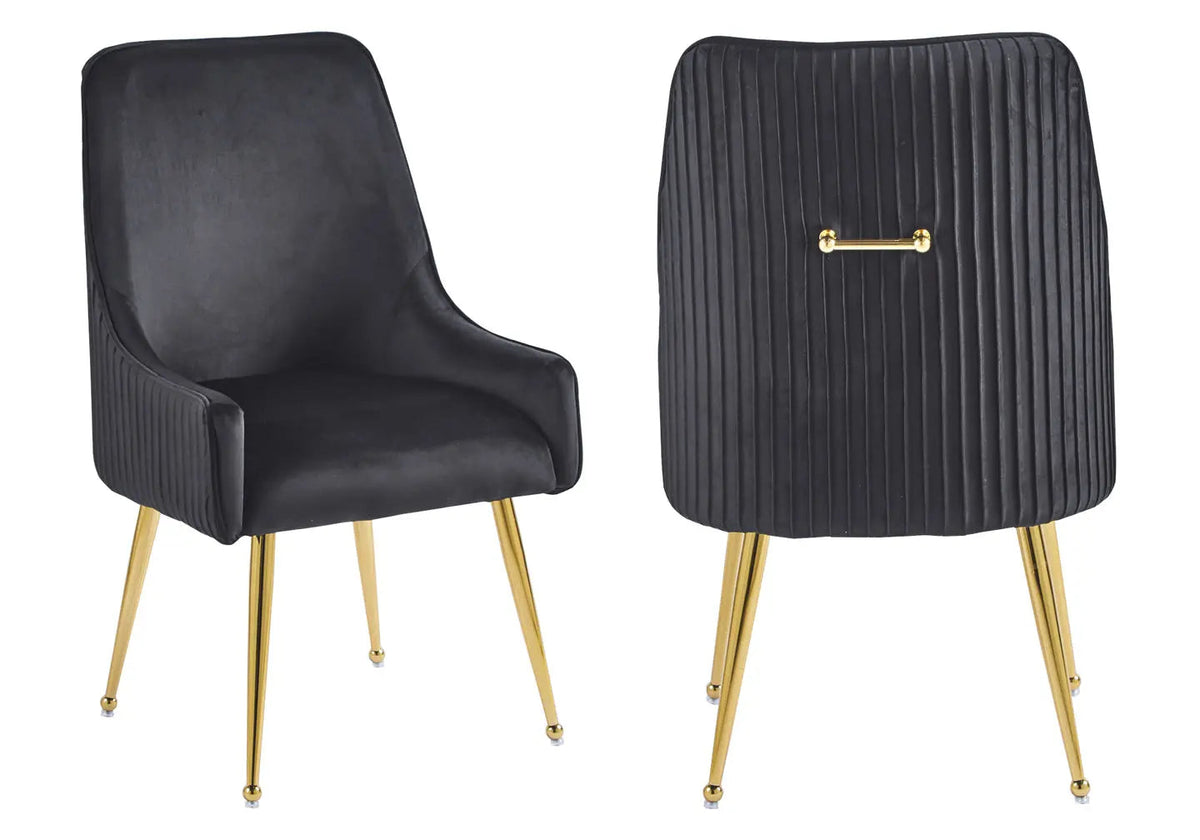 Lot de 2 fauteuils de table en noir et doré | Kaelo