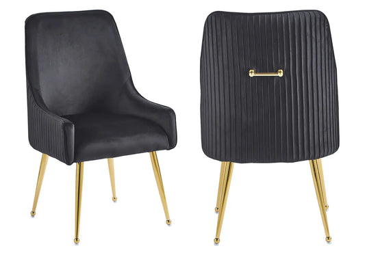 Lot de 2 fauteuils de table en noir et doré | Kaelo