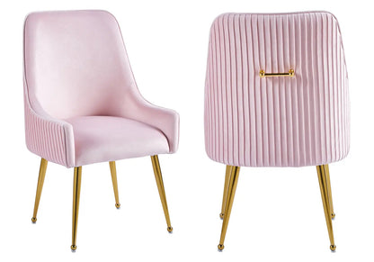 Lot de 2 fauteuils de table rose et doré | Kaelo