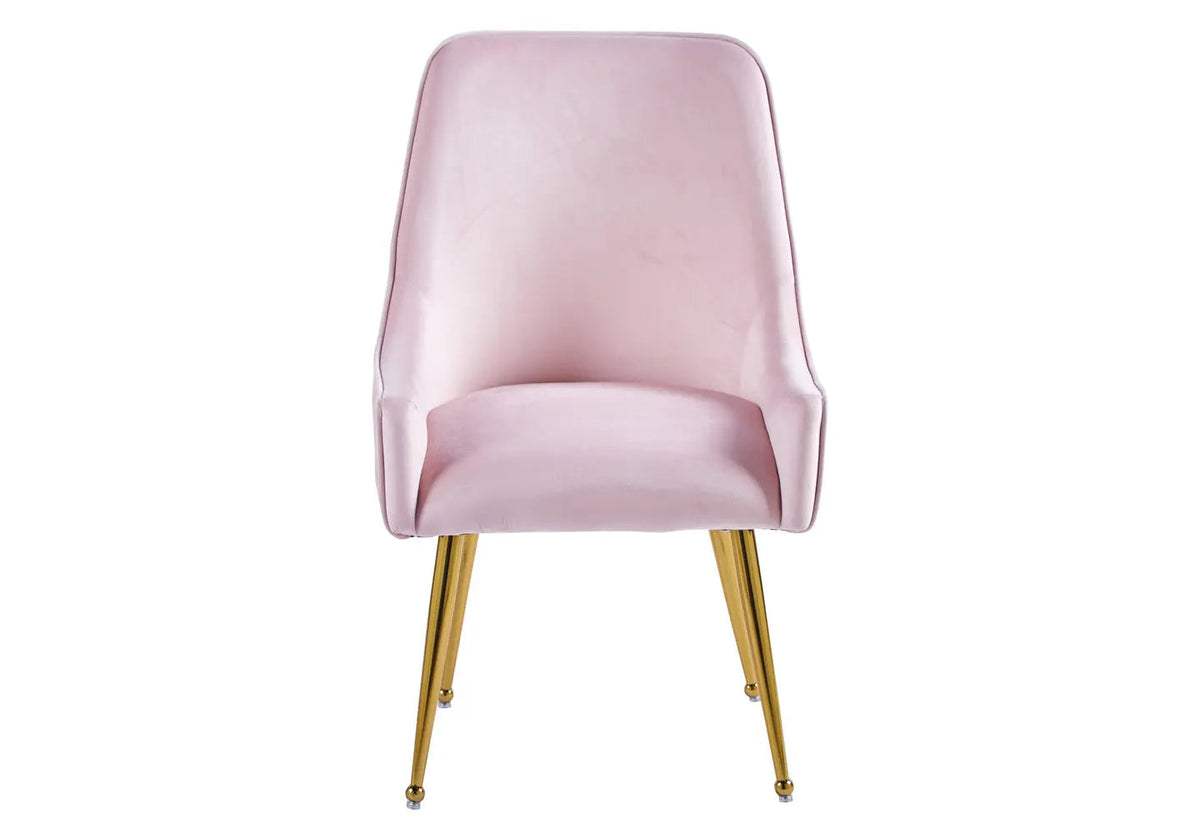 Lot de 2 fauteuils de table rose et doré | Kaelo