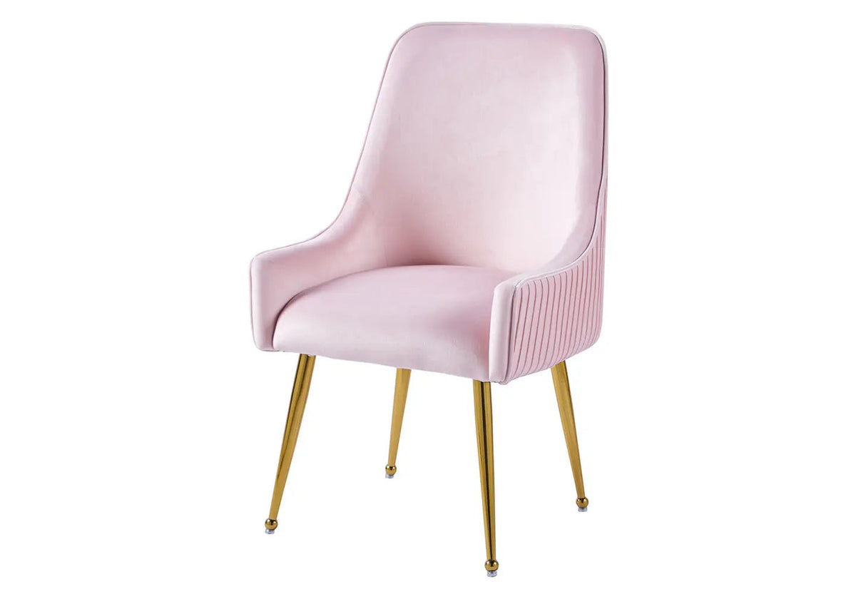 Lot de 2 fauteuils de table rose et doré | Kaelo