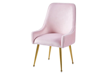 Lot de 2 fauteuils de table rose et doré | Kaelo