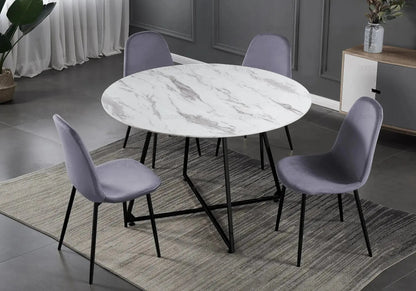Table ronde marbre et 4 chaises noir | Nico
