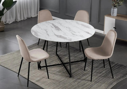 Table ronde marbre et 4 chaises noir | Nico