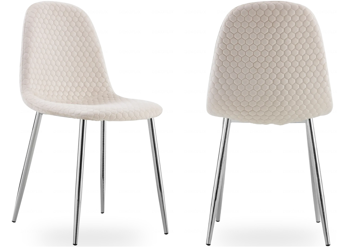 Chaises scandinaves velours alvéolé beige x6 | Sixo