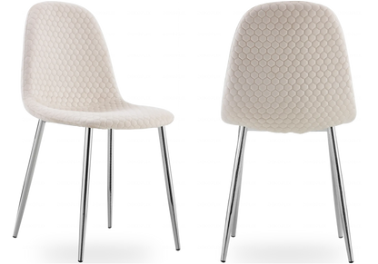 Chaises scandinaves velours alvéolé beige x6 | Sixo