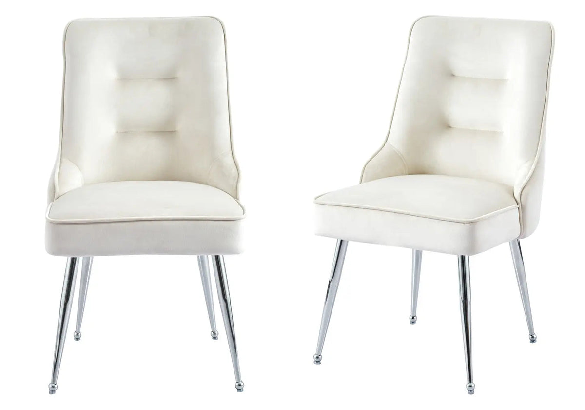 Lot de 2 chaises beige avec zip argenté | Veltis