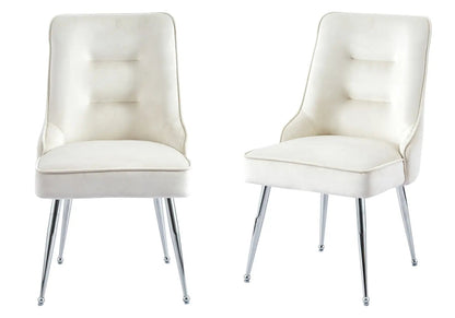 Lot de 2 chaises beige avec zip argenté | Veltis