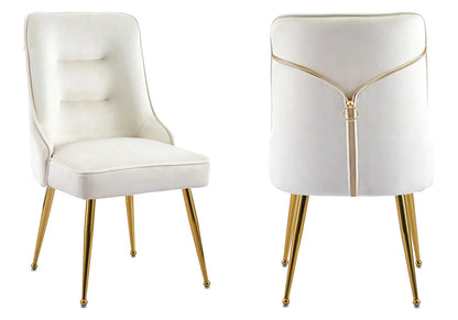 Lot de 2 chaises en beige et métal doré | Veltis