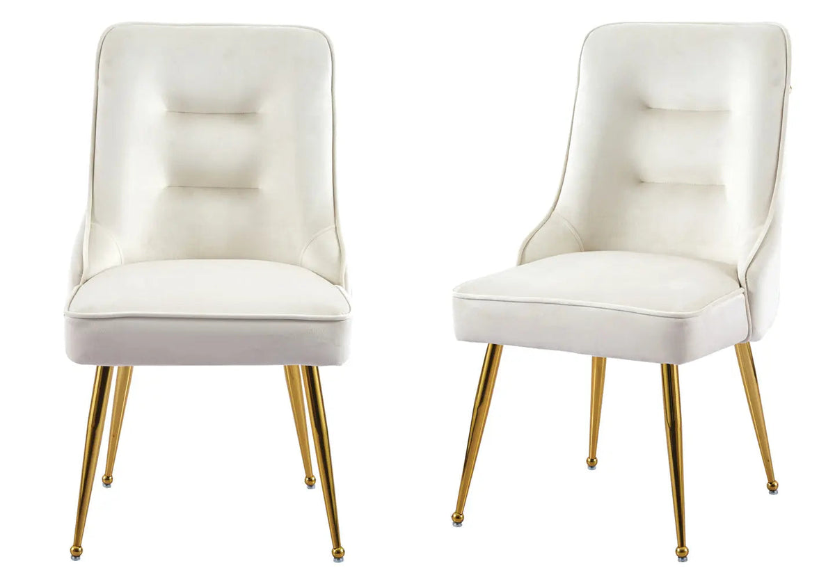 Lot de 2 chaises en beige et métal doré | Veltis