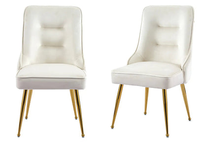Lot de 2 chaises en beige et métal doré | Veltis