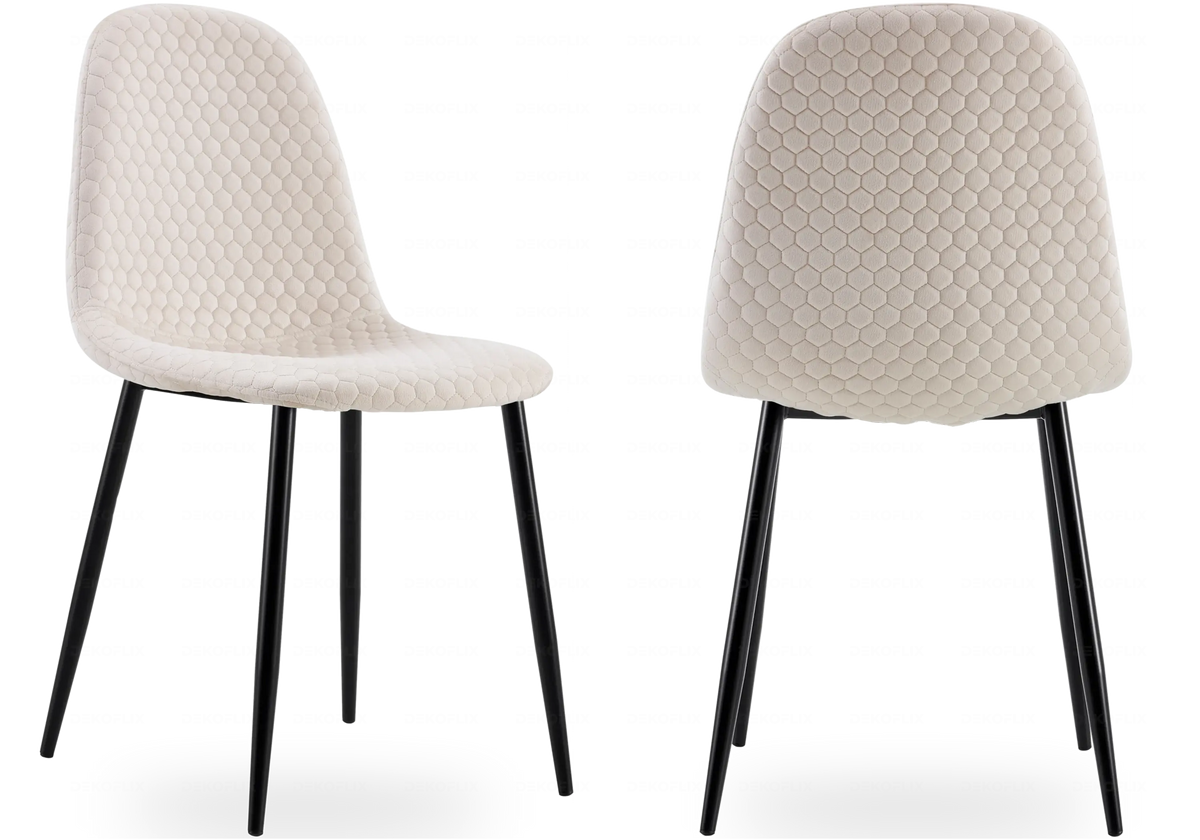 Chaises scandinaves velours alvéolé beige x6 | Sixo