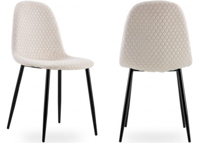 Chaises scandinaves velours alvéolé beige x6 | Sixo