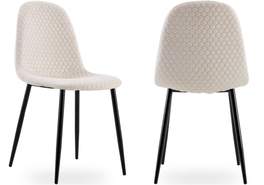 Chaises scandinaves velours alvéolé beige x6 | Sixo
