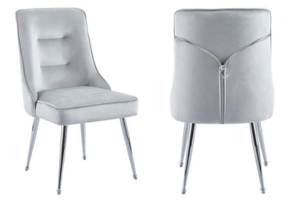 Lot de 2 chaises en gris avec zip argenté | Veltis