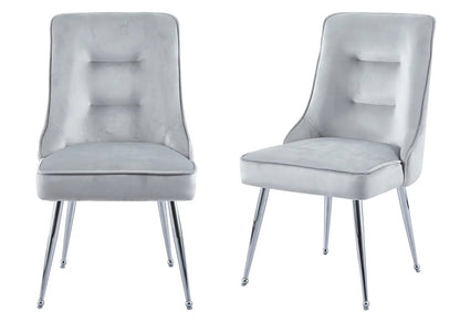 Lot de 2 chaises en gris avec zip argenté | Veltis