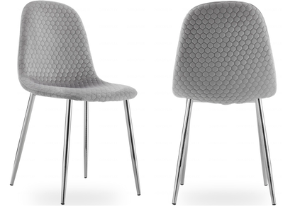 Lot de 6 chaises scandinaves velours alvéolé gris | Sixo
