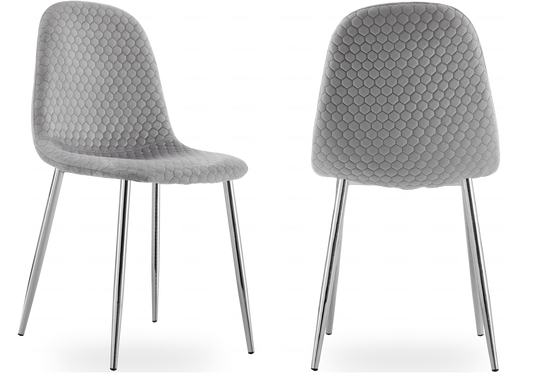 Lot de 6 chaises scandinaves velours alvéolé gris | Sixo