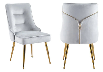 Lot de 2 chaises en gris et métal doré | Veltis