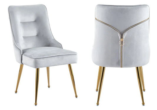Lot de 2 chaises en gris et métal doré | Veltis