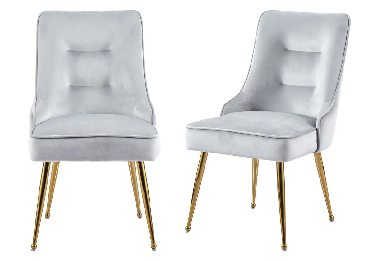 Lot de 2 chaises en gris et métal doré | Veltis
