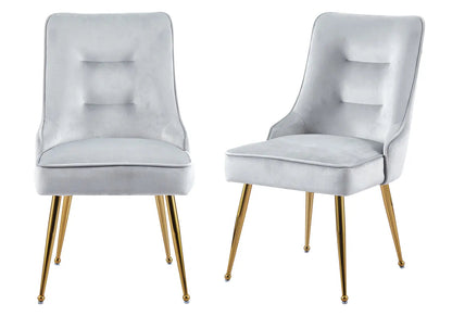Lot de 2 chaises en gris et métal doré | Veltis