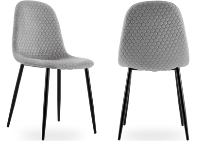 Lot de 6 chaises scandinaves velours alvéolé gris | Sixo