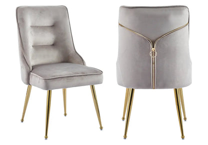 Lot de 2 chaises en moka et métal doré | Veltis