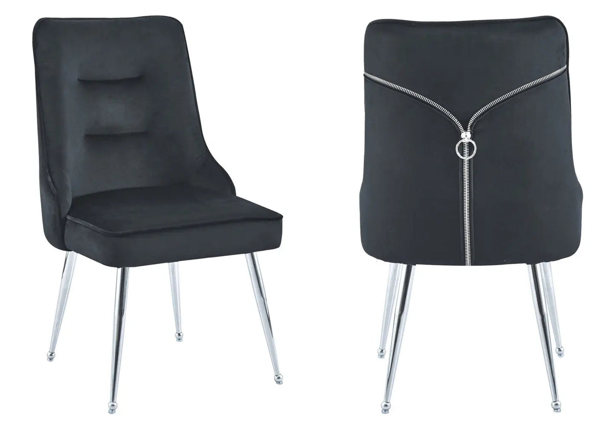 Lot de 2 chaises en noir et métal argenté | Veltis